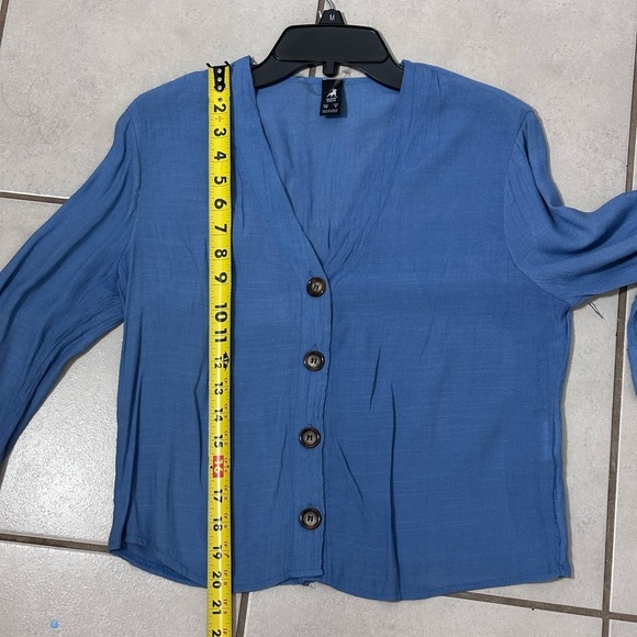 Cuidado Con El Perro Women Blue Button Down Blouse Size S. - Picture 6 of 7